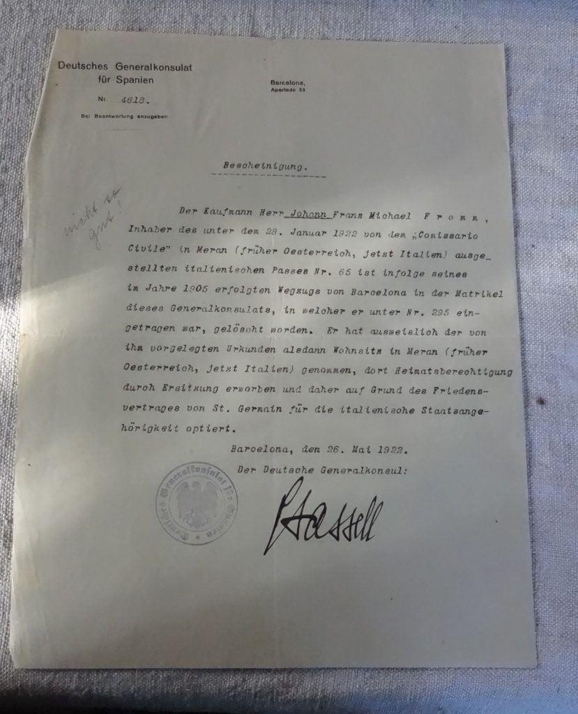 Bestätigung des Generalkonsulats
