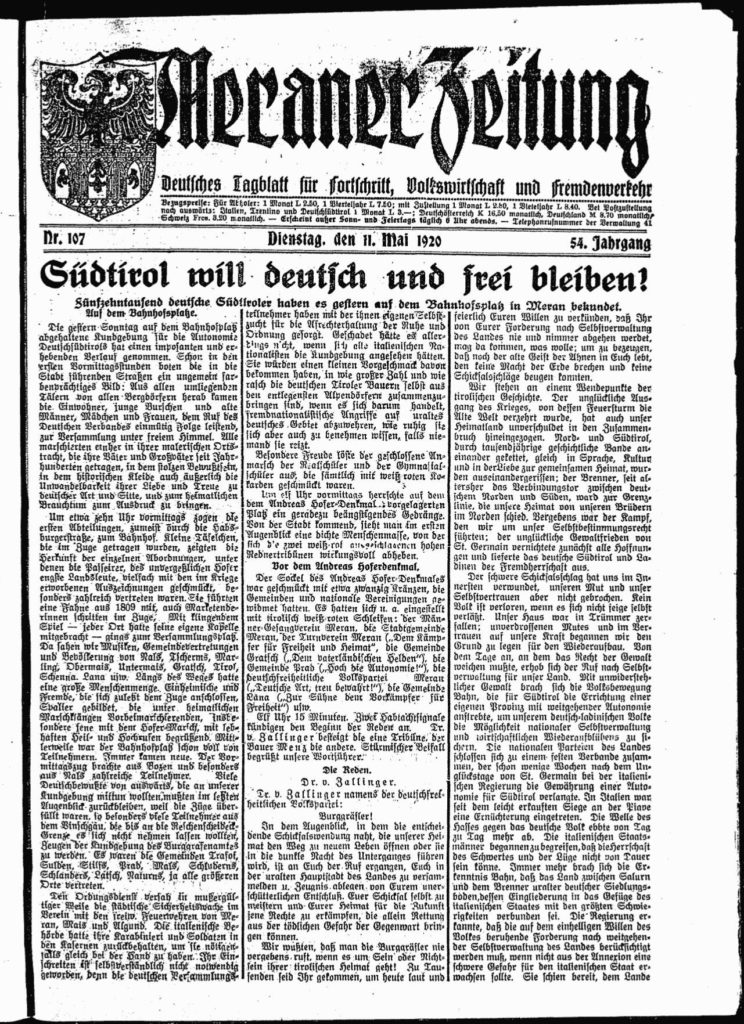 Zeitungstitelblatt 11. Mai 1921