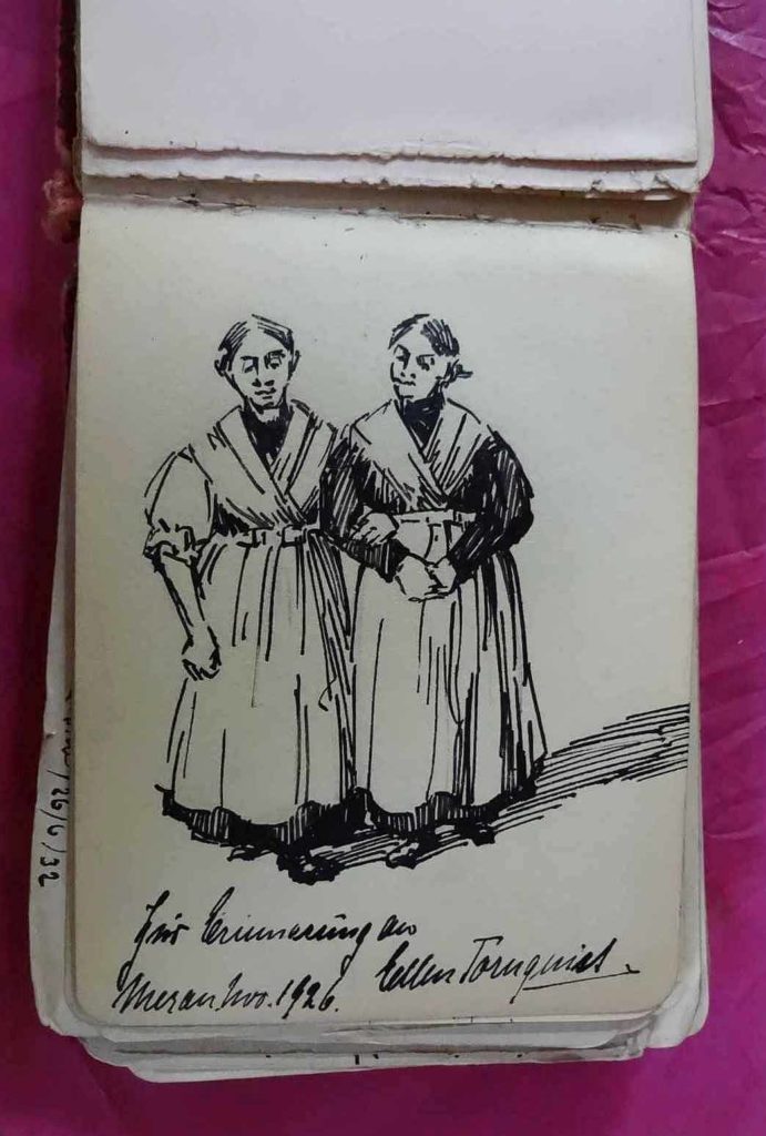 Zeichnung mit 2 Frauen von Tornquist